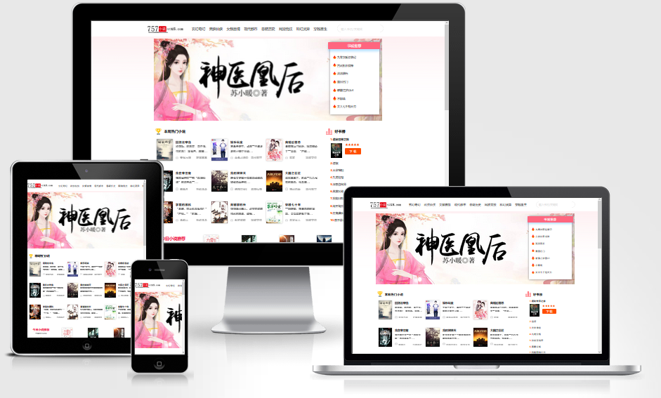 帝国CMS电子小说txt下载wap+pc双端自适应响应式模板PHP网站源码